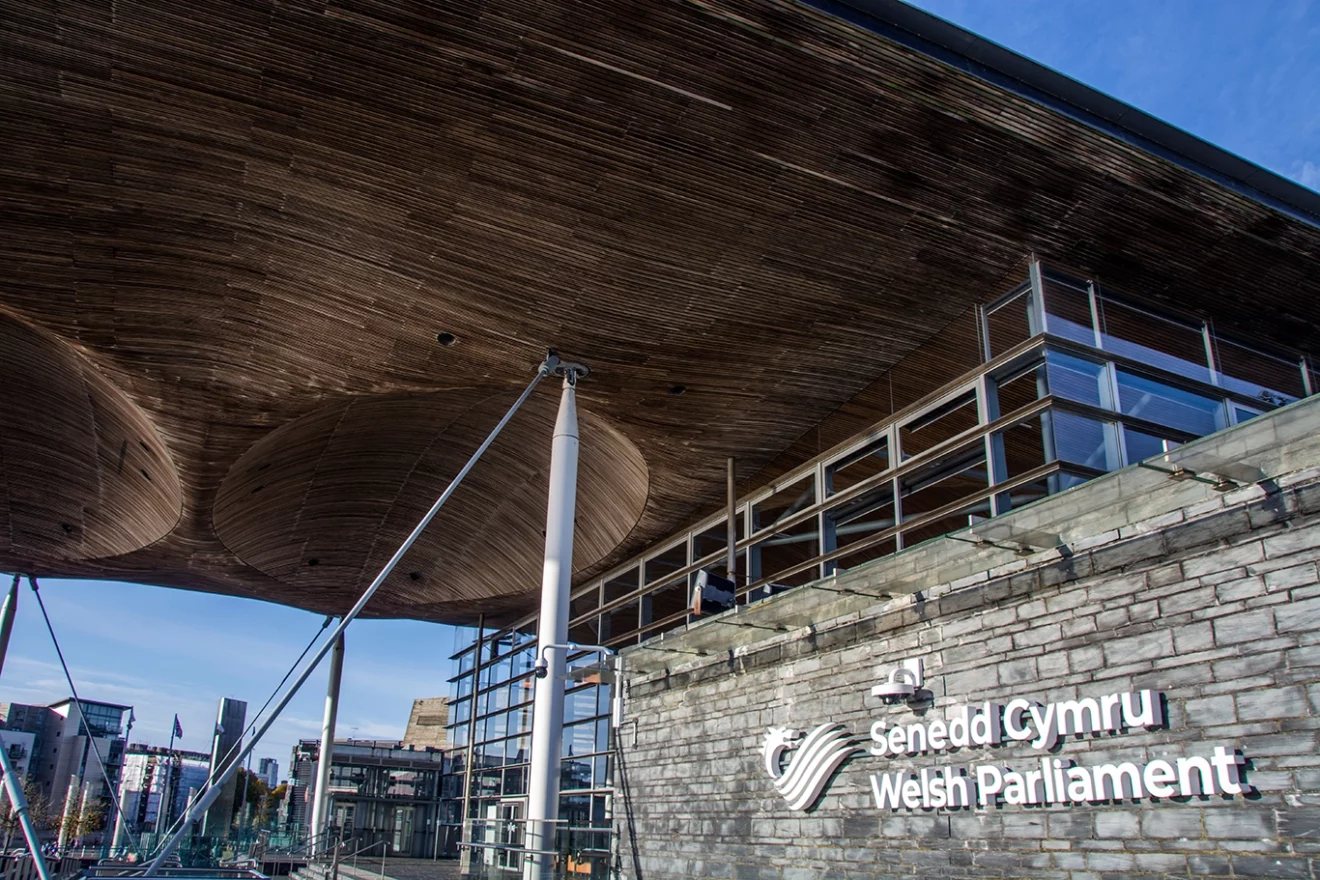 Photo de la Senedd Cymru (le Parlement gallois).